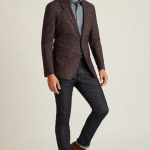 Bonobos Unconstructed Italian Wool Blazer, Burgundy Plaid, 42 (NWOT)